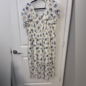 Maurices Cream Dress with Blue Floral Pattern